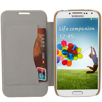 Wood Texture Horizontal Flip Leather Case with Sleep / Wake-up Function & Credit Card Slot for Galaxy S IV / i9500