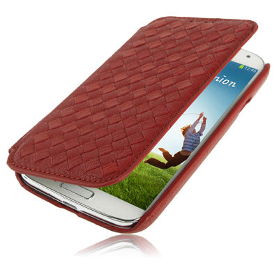 Luxury Leather Series Weave Texture Horizontal Flip Imported Sheepskin Case for Galaxy S IV / i9500