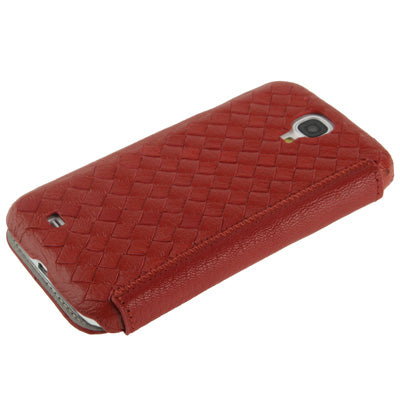 Luxury Leather Series Weave Texture Horizontal Flip Imported Sheepskin Case for Galaxy S IV / i9500