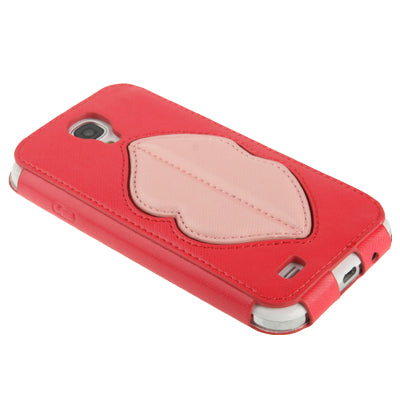 Monroe Lips Pattern Vertical Style Leather Case with Holder for Galaxy S IV / i9500 (Red)