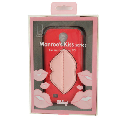 Monroe Lips Pattern Vertical Style Leather Case with Holder for Galaxy S IV / i9500 (Red)