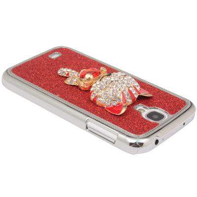 Cute Cat Style Diamond Encrusted Plating Plastic Case for Galaxy S IV / i9500(Red)