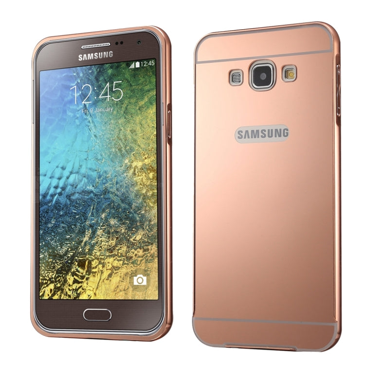 Fashionable Electroplating Push Pull Back Shell Cover + Metal Bumper Frame for Galaxy E5 / E500