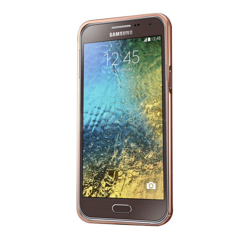 Fashionable Electroplating Push Pull Back Shell Cover + Metal Bumper Frame for Galaxy E5 / E500