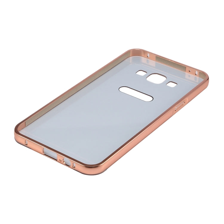Fashionable Electroplating Push Pull Back Shell Cover + Metal Bumper Frame for Galaxy E5 / E500