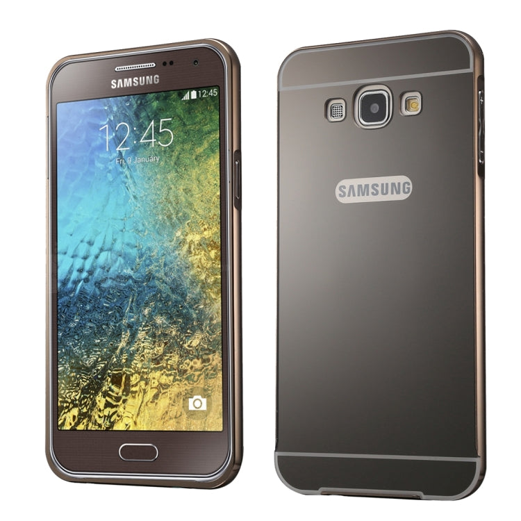 Fashionable Electroplating Push Pull Back Shell Cover + Metal Bumper Frame for Galaxy E5 / E500