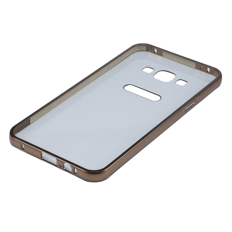 Fashionable Electroplating Push Pull Back Shell Cover + Metal Bumper Frame for Galaxy E5 / E500