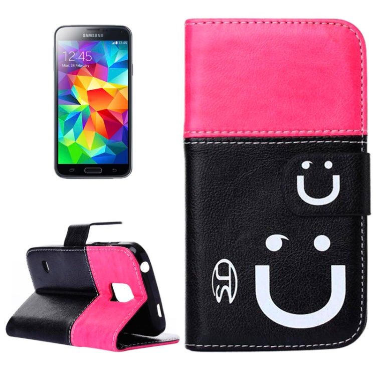 2-color Smile Pattern Leather Case with Card Slots & Holder for Galaxy S5 mini