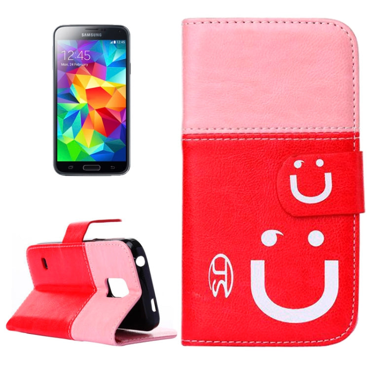 2-color Smile Pattern Leather Case with Card Slots & Holder for Galaxy S5 mini