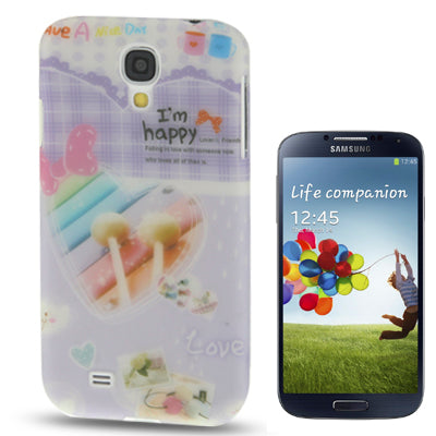 High-quality Embossed Feel Love Lollypop Pattern Anti-scratch Fluorescent Effect Plastic Protection Case for Galaxy S IV / i9500