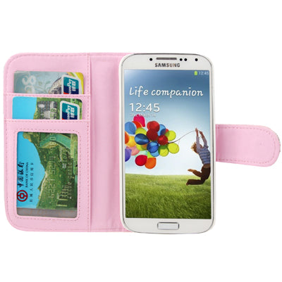 Plaid Texture Diamond Encrusted  Flower Button Flip Soft Leather Case with Credit Card Slots & Holder for Galaxy S IV / i9500