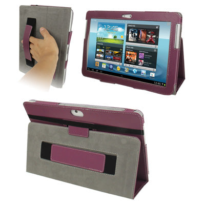Pure Color Litchi Texture Leather Case with Holder & Elastic Hand Strap for Galaxy Note (10.1) / N8000 / N8010