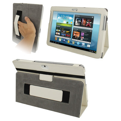 Pure Color Litchi Texture Leather Case with Holder & Elastic Hand Strap for Galaxy Note (10.1) / N8000 / N8010