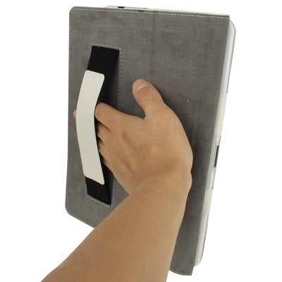 Pure Color Litchi Texture Leather Case with Holder & Elastic Hand Strap for Galaxy Note (10.1) / N8000 / N8010