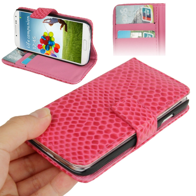 Snakeskin Texture Leather Case with Credit Card Slots & Holder for Galaxy S IV / i9500
