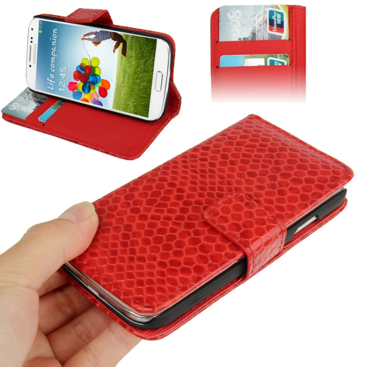 Snakeskin Texture Leather Case with Credit Card Slots & Holder for Galaxy S IV / i9500