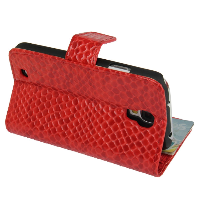 Snakeskin Texture Leather Case with Credit Card Slots & Holder for Galaxy S IV / i9500