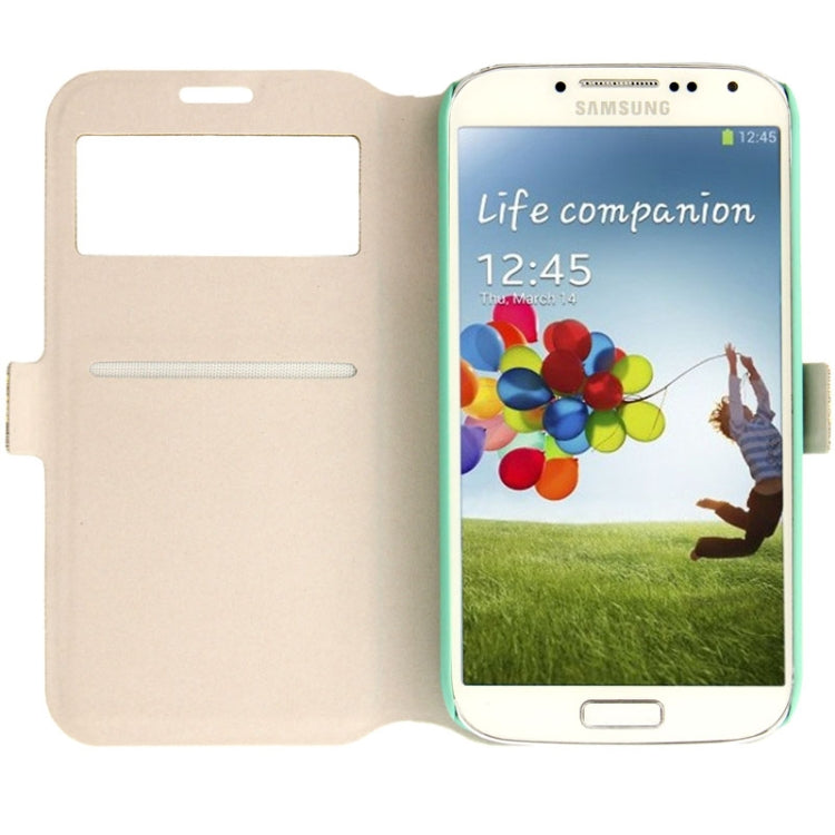 Flowers Pattern Ultra Thin Flip Leather Case with Smart Pocket Caller ID / Sleep / Wake-up Function / Credit Card Slot for Galaxy S IV / i9500