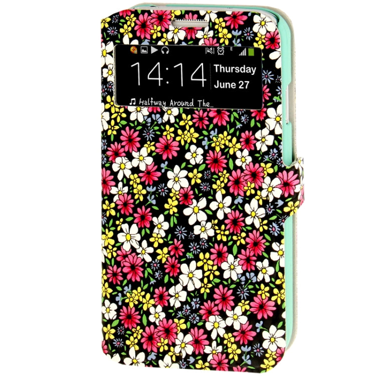 Flowers Pattern Ultra Thin Flip Leather Case with Smart Pocket Caller ID / Sleep / Wake-up Function / Credit Card Slot for Galaxy S IV / i9500
