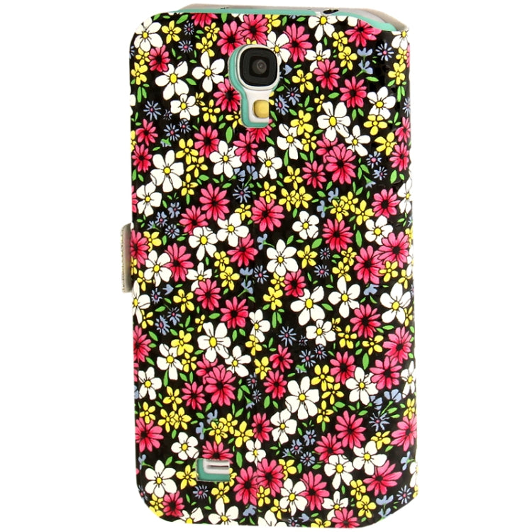 Flowers Pattern Ultra Thin Flip Leather Case with Smart Pocket Caller ID / Sleep / Wake-up Function / Credit Card Slot for Galaxy S IV / i9500