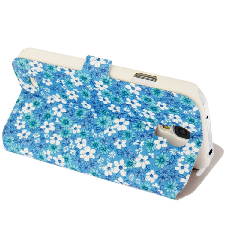Flowers Pattern Ultra Thin Flip Leather Case with Smart Pocket Caller ID / Sleep / Wake-up Function / Credit Card Slot for Galaxy S IV / i9500