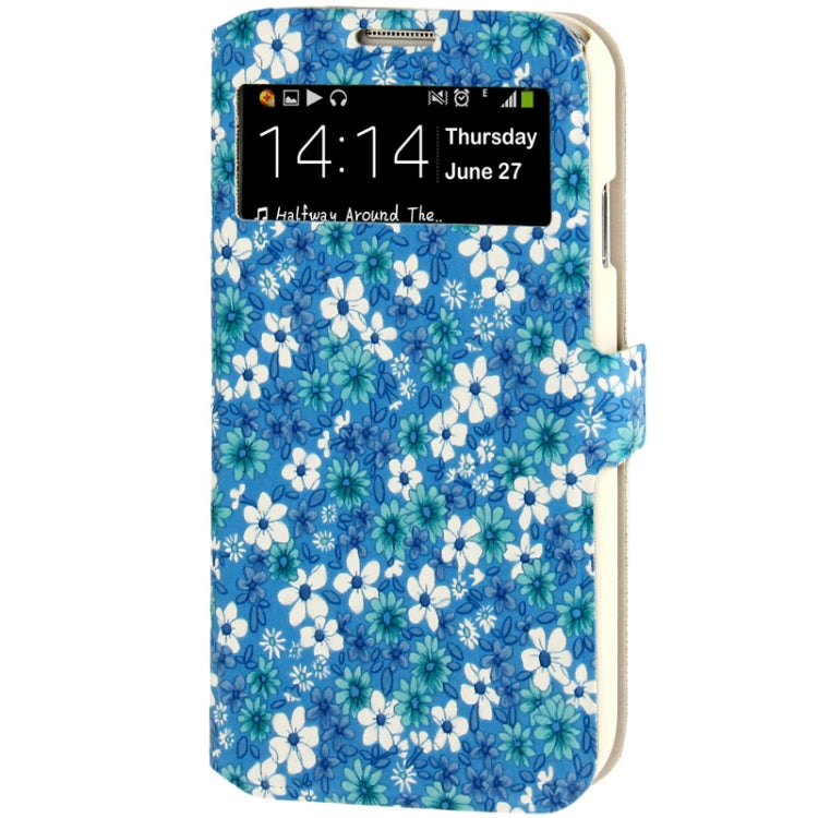 Flowers Pattern Ultra Thin Flip Leather Case with Smart Pocket Caller ID / Sleep / Wake-up Function / Credit Card Slot for Galaxy S IV / i9500