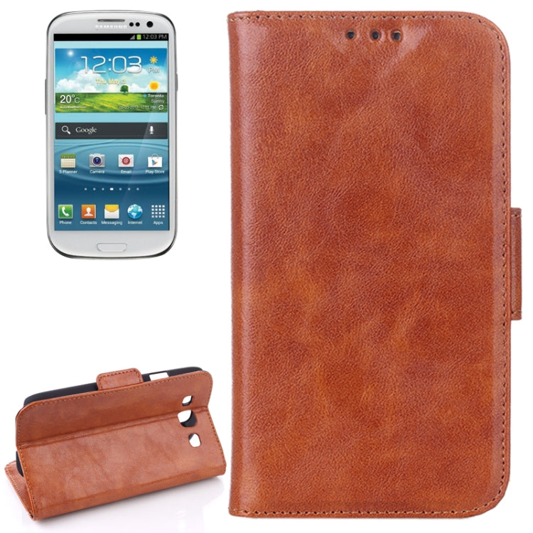 Oil Leather Case with Credit Card Slot & Holder for Galaxy SIII / i9300