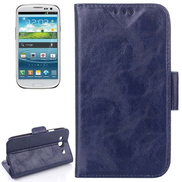 Oil Leather Case with Credit Card Slot & Holder for Galaxy SIII / i9300