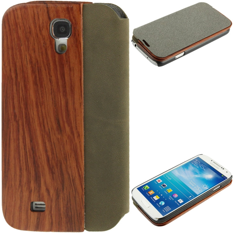 Cherry Wood Magnet Frosting Patch Horizontal Flip Leather Case  for Galaxy S IV / i9500