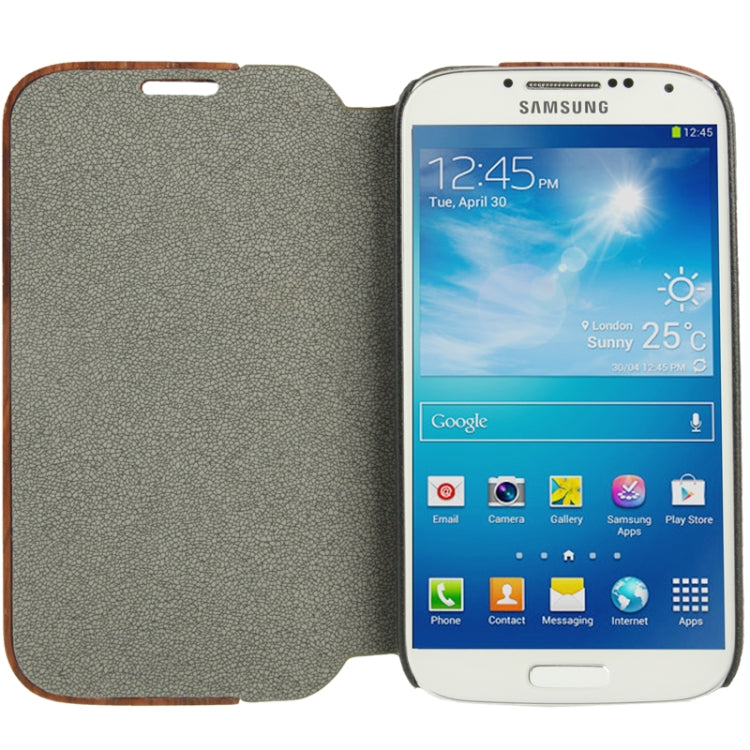 Cherry Wood Magnet Frosting Patch Horizontal Flip Leather Case  for Galaxy S IV / i9500