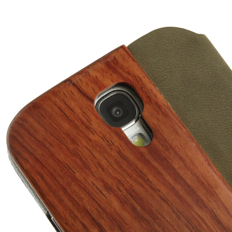 Cherry Wood Magnet Frosting Patch Horizontal Flip Leather Case  for Galaxy S IV / i9500