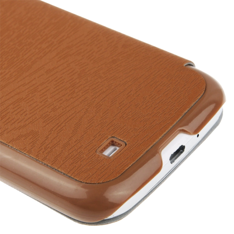 Nature Texture Horizontal Flip Leather Case with Call Display ID for Galaxy S IV / i9500
