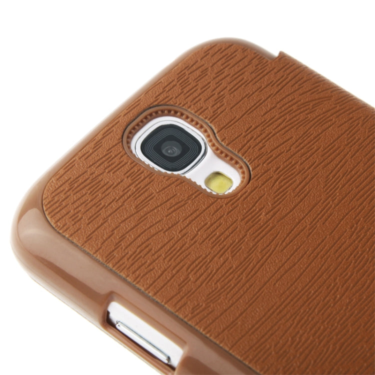 Nature Texture Horizontal Flip Leather Case with Call Display ID for Galaxy S IV / i9500