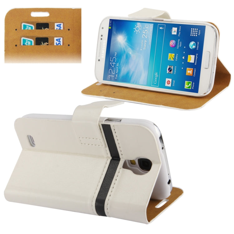 2-color Fine Sheepskin Texture Flip Leather Case with Credit Card Slots & Holder for Galaxy S IV / i9500(White)