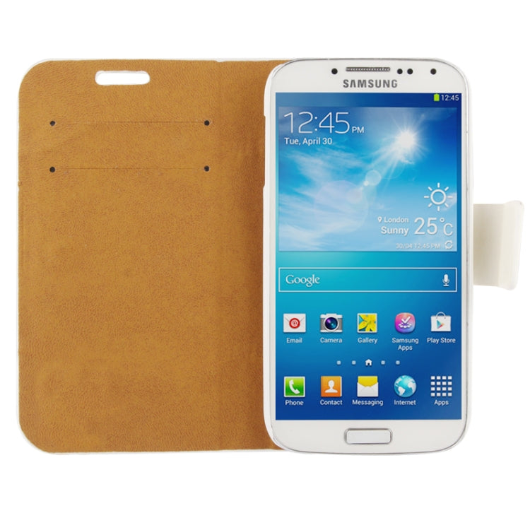 2-color Fine Sheepskin Texture Flip Leather Case with Credit Card Slots & Holder for Galaxy S IV / i9500(White)