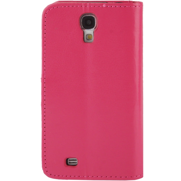 Fine Sheepskin Texture Flip Leather Case with Credit Card Slots & Holder for Galaxy S IV  / i9500(Magenta)