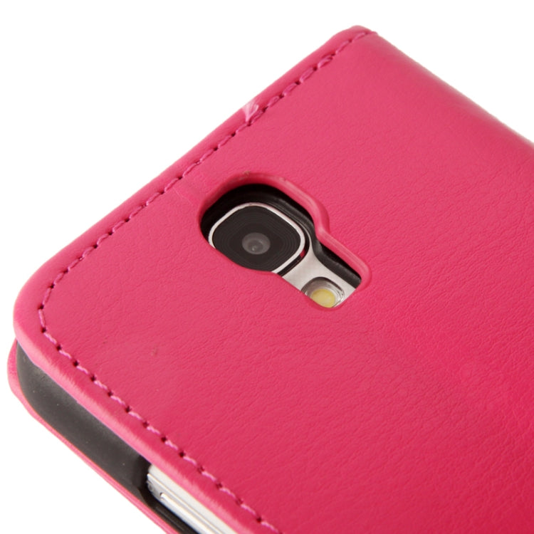 Fine Sheepskin Texture Flip Leather Case with Credit Card Slots & Holder for Galaxy S IV  / i9500(Magenta)