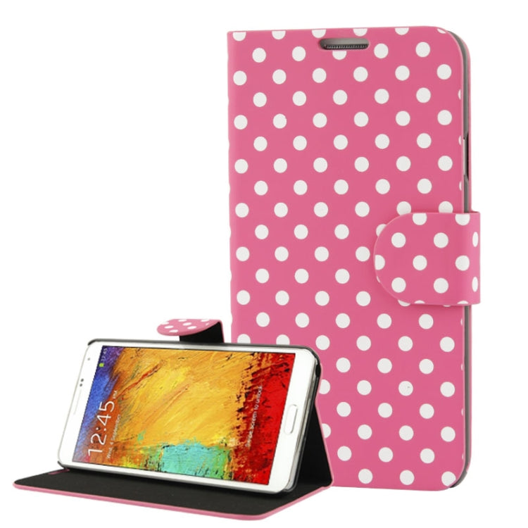 Magenta and White Dots Pattern Leather Case for Galaxy Note III / N9000 (Magenta)