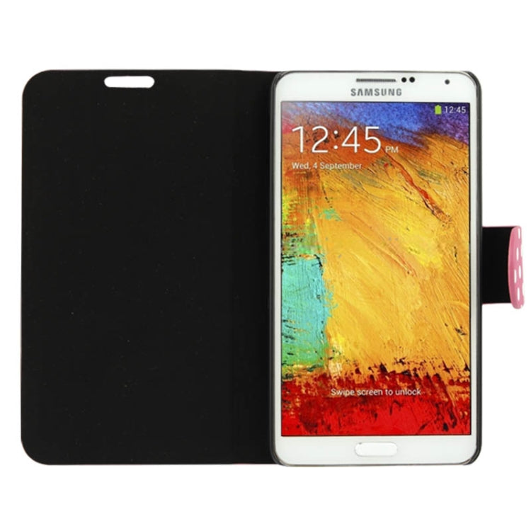 Magenta and White Dots Pattern Leather Case for Galaxy Note III / N9000 (Magenta)