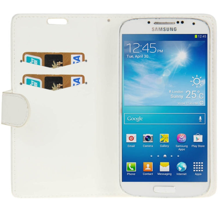 Diamond Style Golden Rivet Leather Case with Credit Card Slots & Holder for Galaxy S IV / i9500(White)
