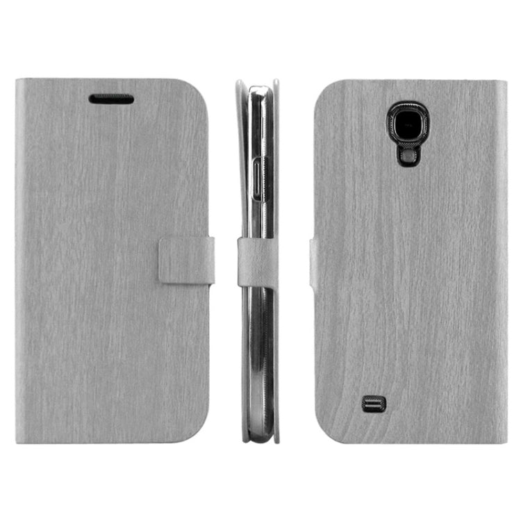 ENKAY Wood Texture Protective PU Leather Case with Holder for Galaxy S IV / i9500