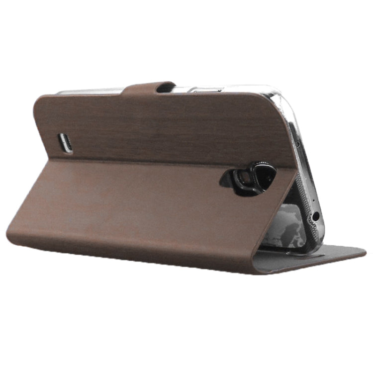 ENKAY Wood Texture Protective PU Leather Case with Holder for Galaxy S IV / i9500