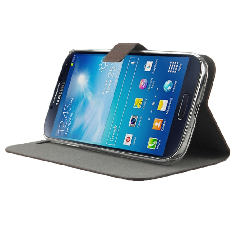 ENKAY Wood Texture Protective PU Leather Case with Holder for Galaxy S IV / i9500