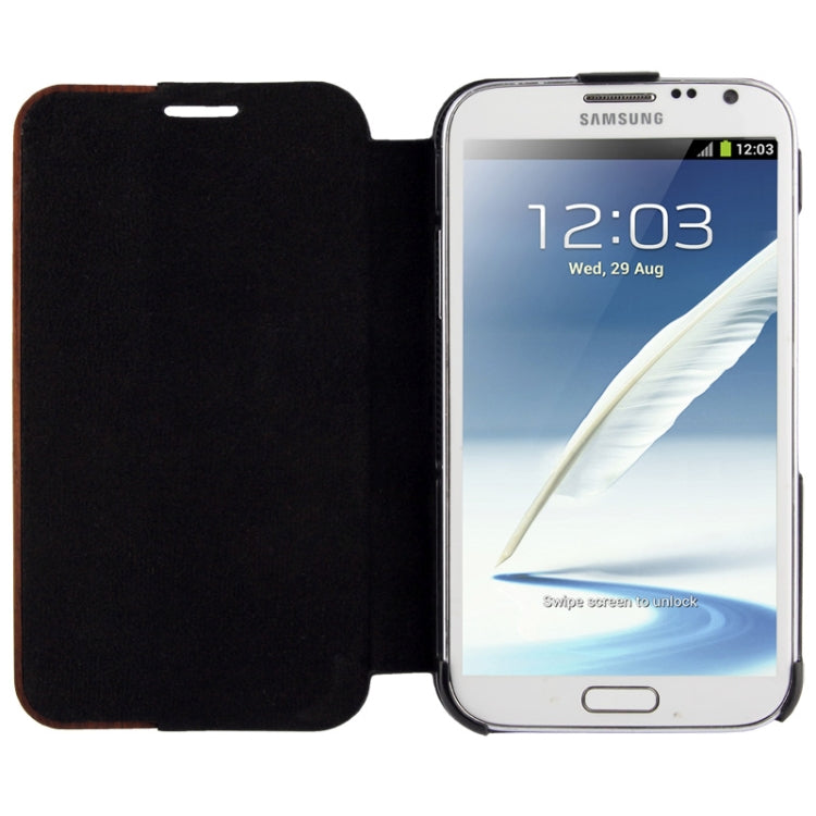 Rosewood and Magnetic Materials Genuine Leather Horizontal Flip Case with Holder for Galaxy Note II / N7100