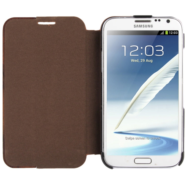 Rosewood and Magnetic Materials Genuine Leather Horizontal Flip Case with Holder for Galaxy Note II / N7100