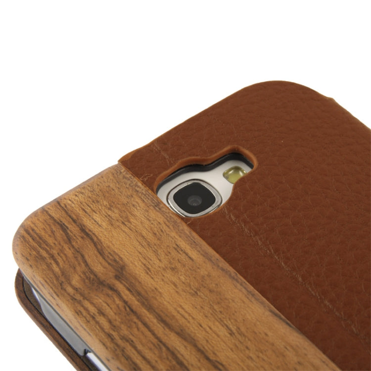 Rosewood and Magnetic Materials Genuine Leather Horizontal Flip Case with Holder for Galaxy Note II / N7100