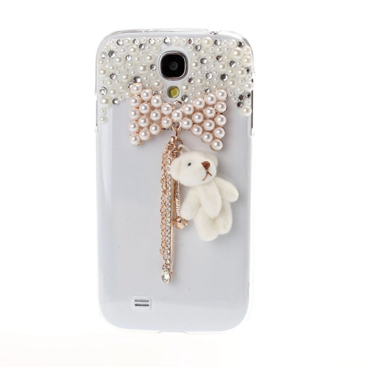 3D Pearl Bowknot Tassels Diamond Encrusted Plastic Case for Galaxy S IV / i9500