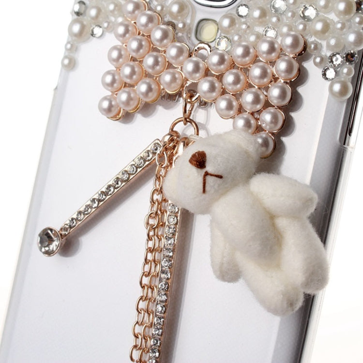3D Pearl Bowknot Tassels Diamond Encrusted Plastic Case for Galaxy S IV / i9500