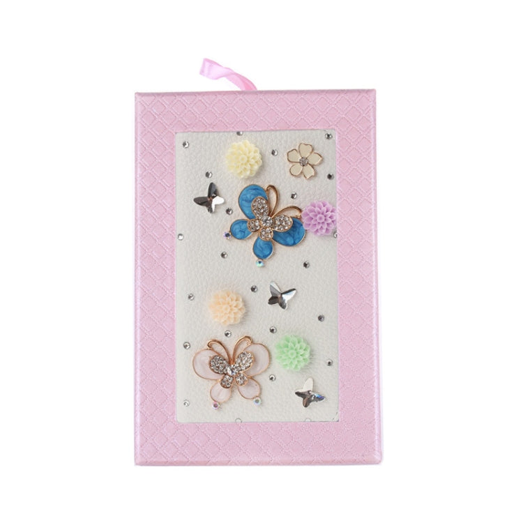 3D DIY Butterfly Pattern Diamond Encrusted Leather Case with Credit Card Slot & Holder for Galaxy S IV / i9500