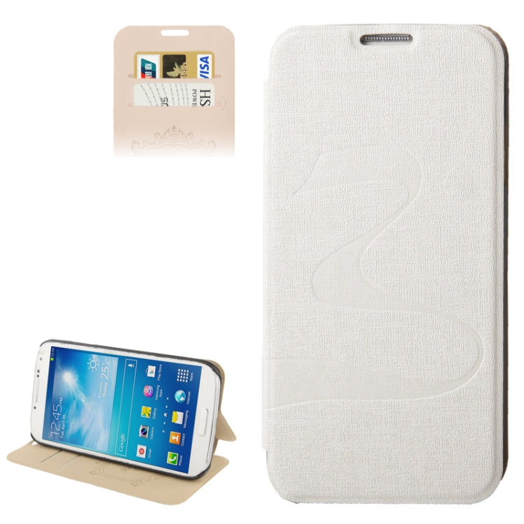 Oracle Texture Embossing Pattern Leather Case with Credit Card Slots & Butterfly Holder for Galaxy S IV / i9500(White)